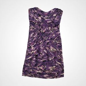 NWOT Guess Purple Patterned Strapless Mini Dress